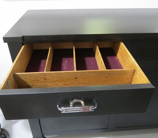 Mid-century Modern Baker Geometric Mat Black Sideboard